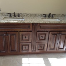 Rustic Bathroom with two sinks in New Jersey